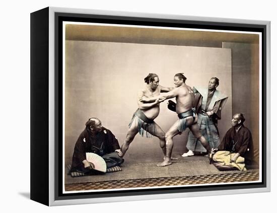 Sumo Wrestlers, c.1870-80-Felice Beato-Framed Premier Image Canvas