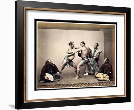 Sumo Wrestlers, c.1870-80-Felice Beato-Framed Giclee Print