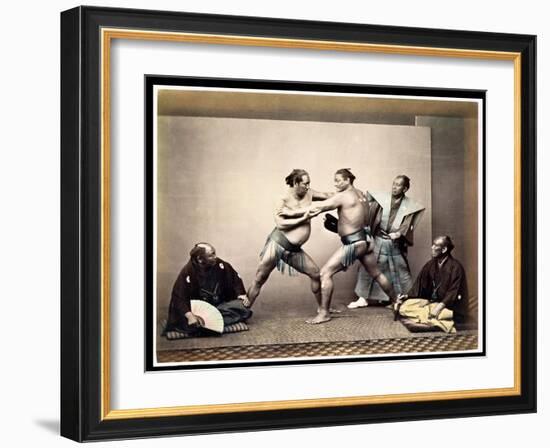 Sumo Wrestlers, c.1870-80-Felice Beato-Framed Giclee Print