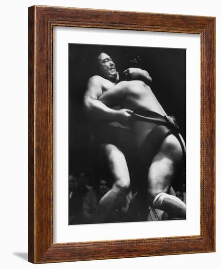 Sumo Wrestlers During Match-Bill Ray-Framed Photographic Print