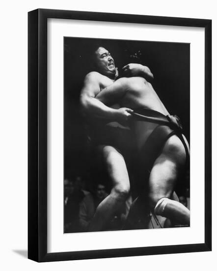 Sumo Wrestlers During Match-Bill Ray-Framed Photographic Print