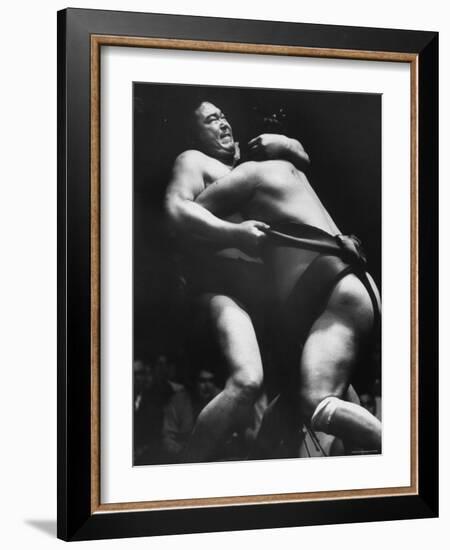 Sumo Wrestlers During Match-Bill Ray-Framed Photographic Print