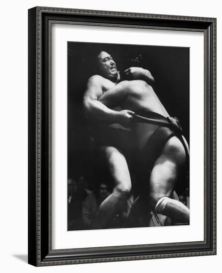 Sumo Wrestlers During Match-Bill Ray-Framed Photographic Print