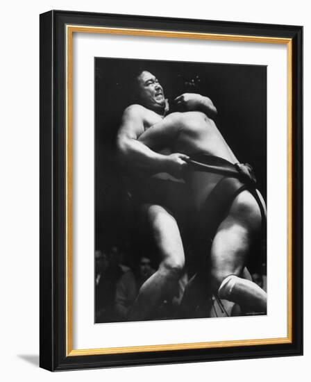 Sumo Wrestlers During Match-Bill Ray-Framed Photographic Print