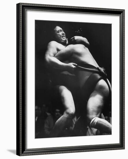 Sumo Wrestlers During Match-Bill Ray-Framed Photographic Print