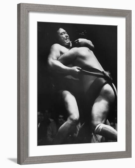 Sumo Wrestlers During Match-Bill Ray-Framed Photographic Print