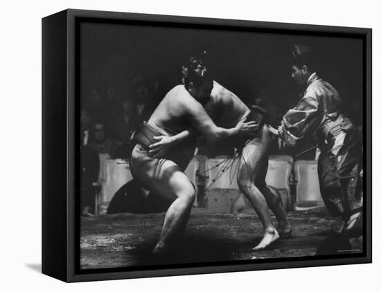 Sumo Wrestlers During Match-Bill Ray-Framed Premier Image Canvas