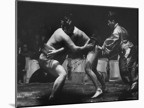 Sumo Wrestlers During Match-Bill Ray-Mounted Photographic Print