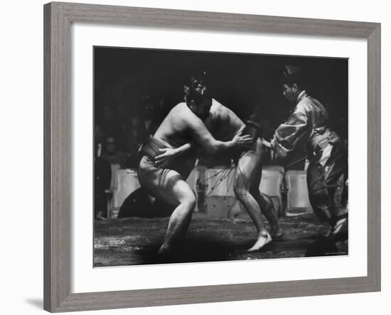 Sumo Wrestlers During Match-Bill Ray-Framed Photographic Print