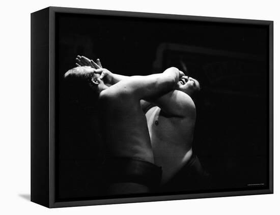 Sumo Wrestlers During Match-Bill Ray-Framed Premier Image Canvas