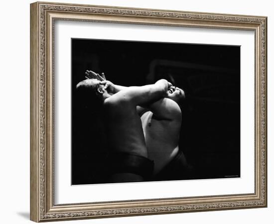 Sumo Wrestlers During Match-Bill Ray-Framed Photographic Print