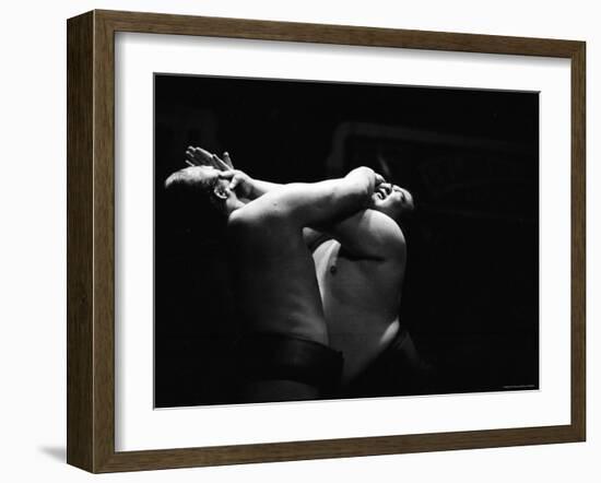 Sumo Wrestlers During Match-Bill Ray-Framed Photographic Print