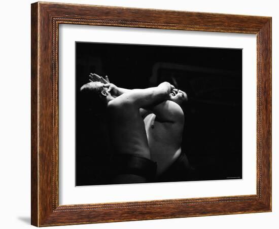 Sumo Wrestlers During Match-Bill Ray-Framed Photographic Print