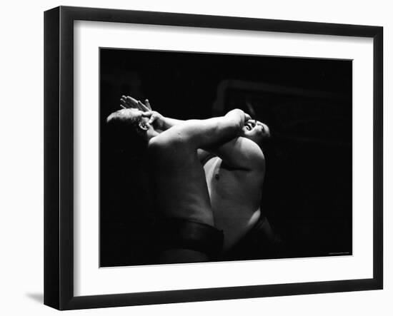 Sumo Wrestlers During Match-Bill Ray-Framed Photographic Print