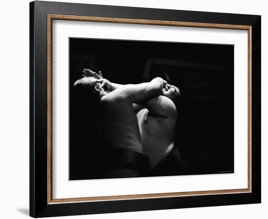 Sumo Wrestlers During Match-Bill Ray-Framed Photographic Print