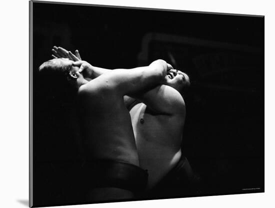 Sumo Wrestlers During Match-Bill Ray-Mounted Photographic Print