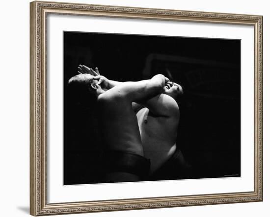 Sumo Wrestlers During Match-Bill Ray-Framed Photographic Print