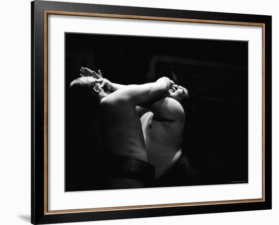 Sumo Wrestlers During Match-Bill Ray-Framed Photographic Print