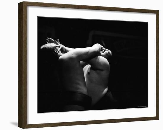 Sumo Wrestlers During Match-Bill Ray-Framed Photographic Print