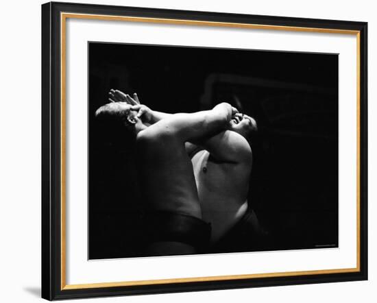 Sumo Wrestlers During Match-Bill Ray-Framed Photographic Print