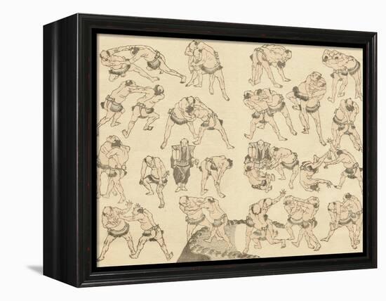 Sumo Wrestlers-Katsushika Hokusai-Framed Premier Image Canvas