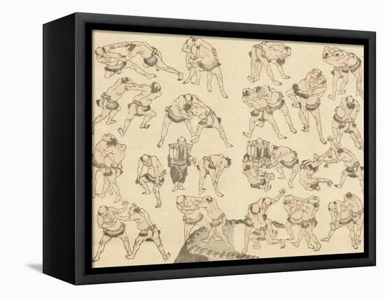 Sumo Wrestlers-Katsushika Hokusai-Framed Premier Image Canvas