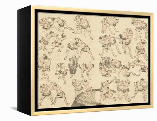 Sumo Wrestlers-Katsushika Hokusai-Framed Premier Image Canvas