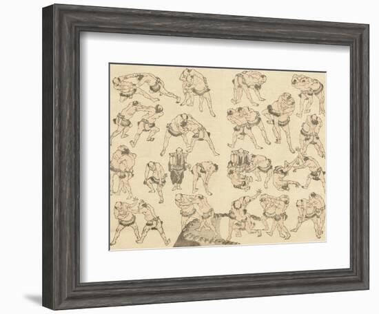 Sumo Wrestlers-Katsushika Hokusai-Framed Giclee Print