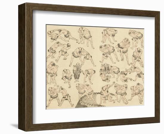 Sumo Wrestlers-Katsushika Hokusai-Framed Giclee Print