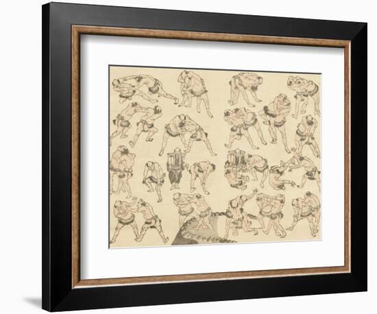 Sumo Wrestlers-Katsushika Hokusai-Framed Giclee Print