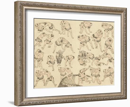 Sumo Wrestlers-Katsushika Hokusai-Framed Giclee Print