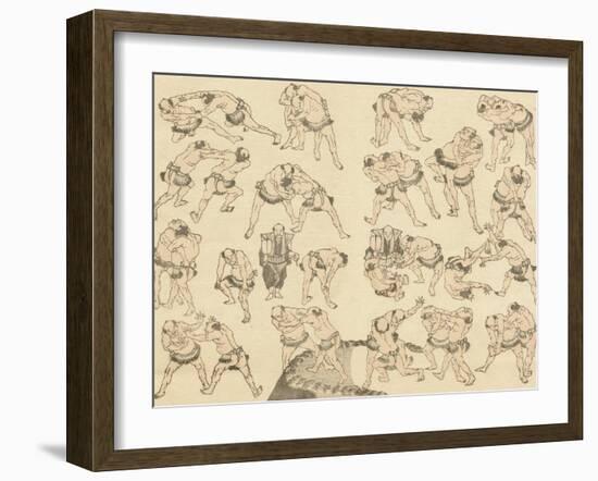 Sumo Wrestlers-Katsushika Hokusai-Framed Giclee Print