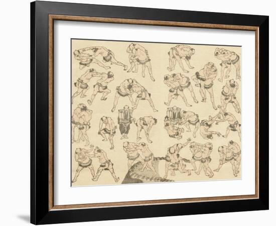 Sumo Wrestlers-Katsushika Hokusai-Framed Giclee Print