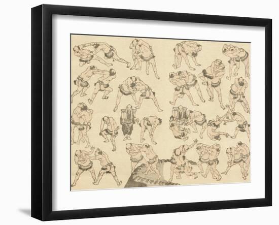 Sumo Wrestlers-Katsushika Hokusai-Framed Giclee Print