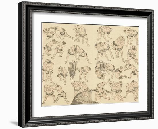 Sumo Wrestlers-Katsushika Hokusai-Framed Giclee Print