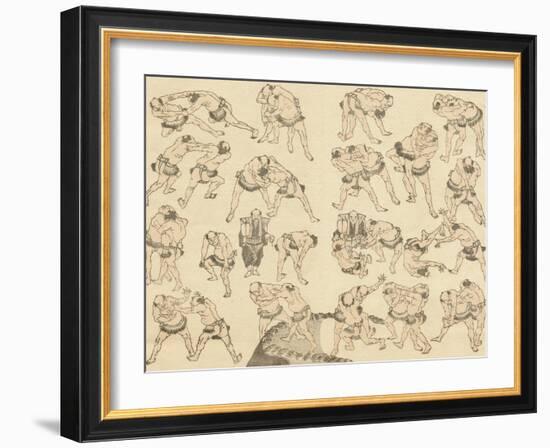 Sumo Wrestlers-Katsushika Hokusai-Framed Giclee Print