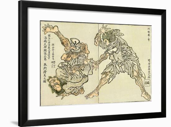 Sumo Wrestling-Kyosai Kawanabe-Framed Giclee Print