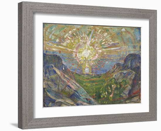 Sun, 1910-1913, by Edvard Munch, 1863-1944, Norwegian Expressionist painting,-Edvard Munch-Framed Art Print