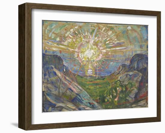 Sun, 1910-1913, by Edvard Munch, 1863-1944, Norwegian Expressionist painting,-Edvard Munch-Framed Art Print