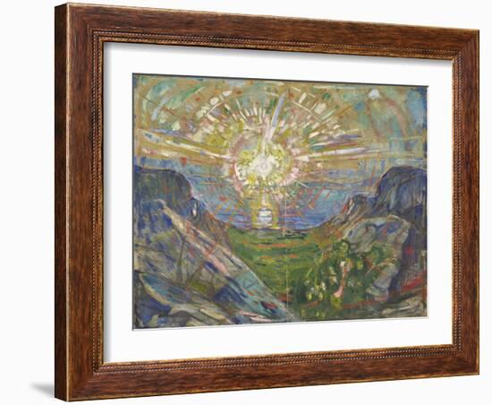 Sun, 1910-1913, by Edvard Munch, 1863-1944, Norwegian Expressionist painting,-Edvard Munch-Framed Art Print