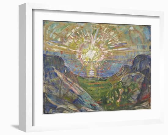 Sun, 1910-1913, by Edvard Munch, 1863-1944, Norwegian Expressionist painting,-Edvard Munch-Framed Art Print