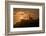 Sun aligned with the silhouette of the lighthouse and church of Luarca, Asturias, Spain, Europe-Francesco Fanti-Framed Photographic Print