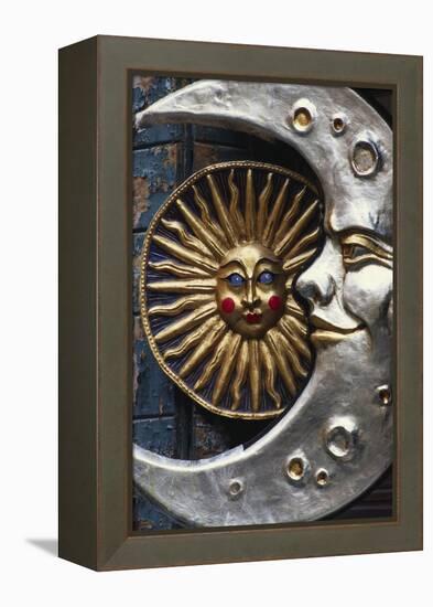 Sun and Moon Venetian Carnival Masks, Italy-Lee Frost-Framed Premier Image Canvas