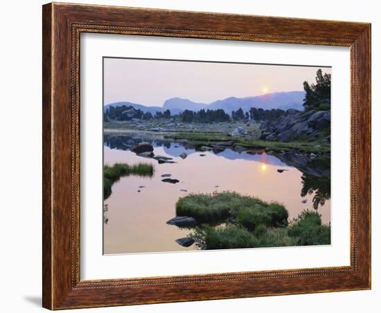 Sun and Mountains Reflecting, Popo Agie Wilderness, Shoshone National Forest, Wyoming, USA-Scott T. Smith-Framed Photographic Print
