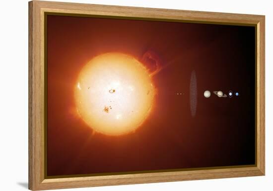 Sun And Planets, Size Comparison-Detlev Van Ravenswaay-Framed Premier Image Canvas