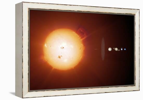 Sun And Planets, Size Comparison-Detlev Van Ravenswaay-Framed Premier Image Canvas