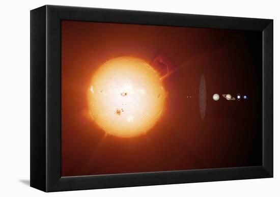 Sun And Planets, Size Comparison-Detlev Van Ravenswaay-Framed Premier Image Canvas