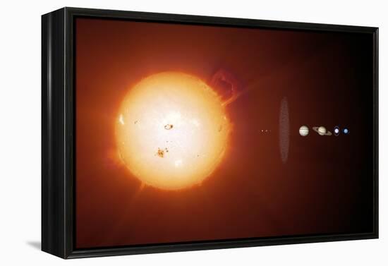 Sun And Planets, Size Comparison-Detlev Van Ravenswaay-Framed Premier Image Canvas