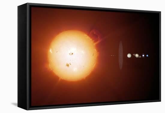 Sun And Planets, Size Comparison-Detlev Van Ravenswaay-Framed Premier Image Canvas