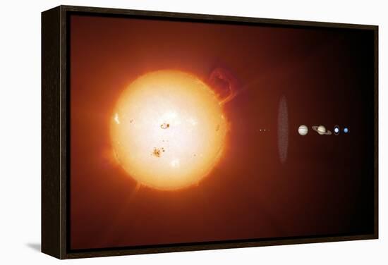 Sun And Planets, Size Comparison-Detlev Van Ravenswaay-Framed Premier Image Canvas